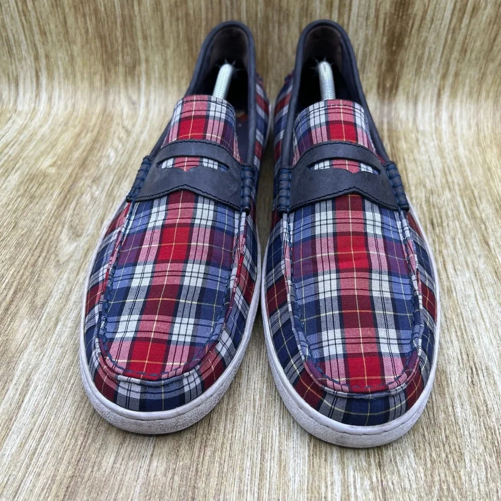 Cole Haan Nantucket Penny Loafer II Men's Size 12 M Red Blue Plaid Canvas C24450